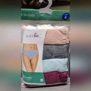Just Be Hi-cut 100% Cotton Women's Size 6 Panties Brand NEW 4 Pair per Pack